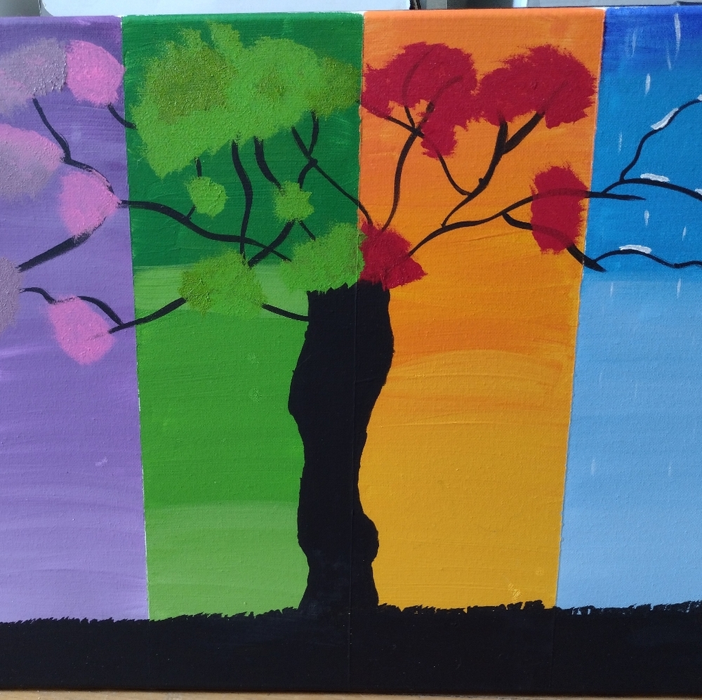 4 seasons painting on canvas